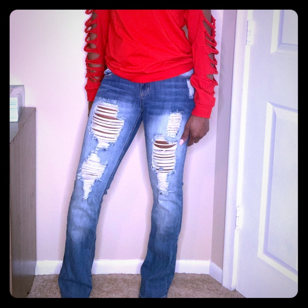 Distressed jeans